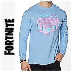 ➡️Fortnite Chug Life Blue Long Sleeve Tee Size XS and Small